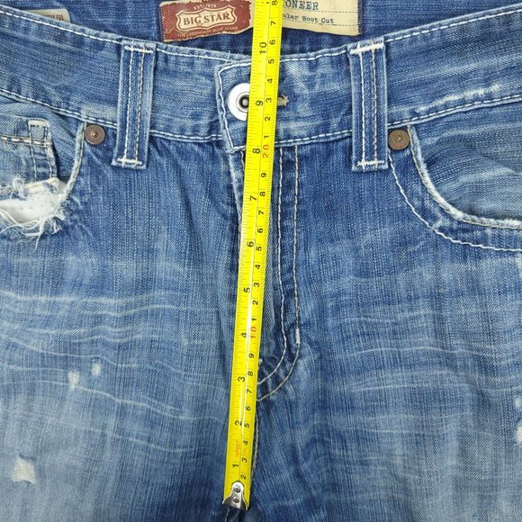 Big Star Men Pioneer Jeans Regular Boot Cut 33x32 Distressed Ripped Cotton Denim - Picture 11 of 15